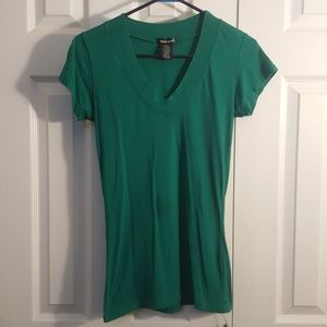 Dark green deep v tee